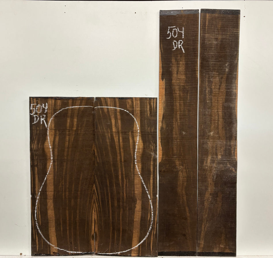 Macassar Ebony Dreadnought Guitar Back & Side Sets #504