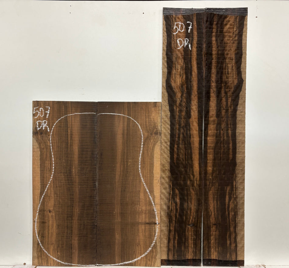 Macassar Ebony Dreadnought Guitar Back & Side Sets #507