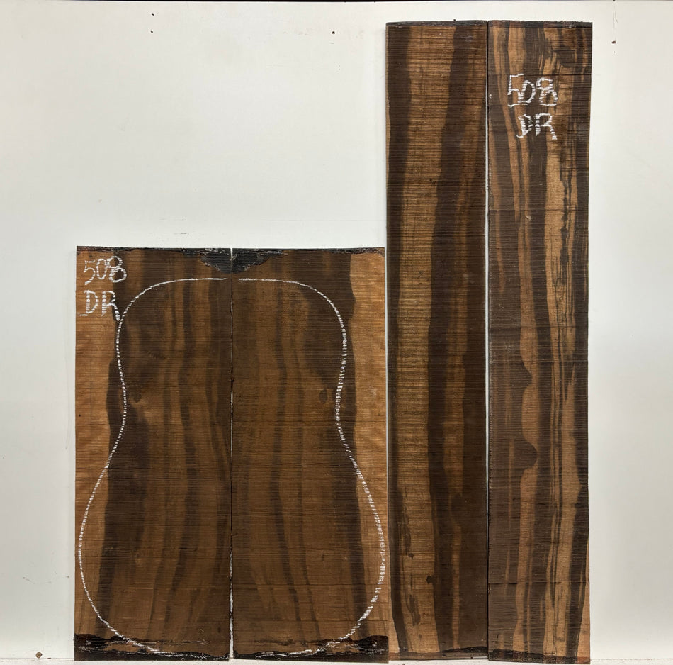 Macassar Ebony Dreadnought Guitar Back & Side Sets #508
