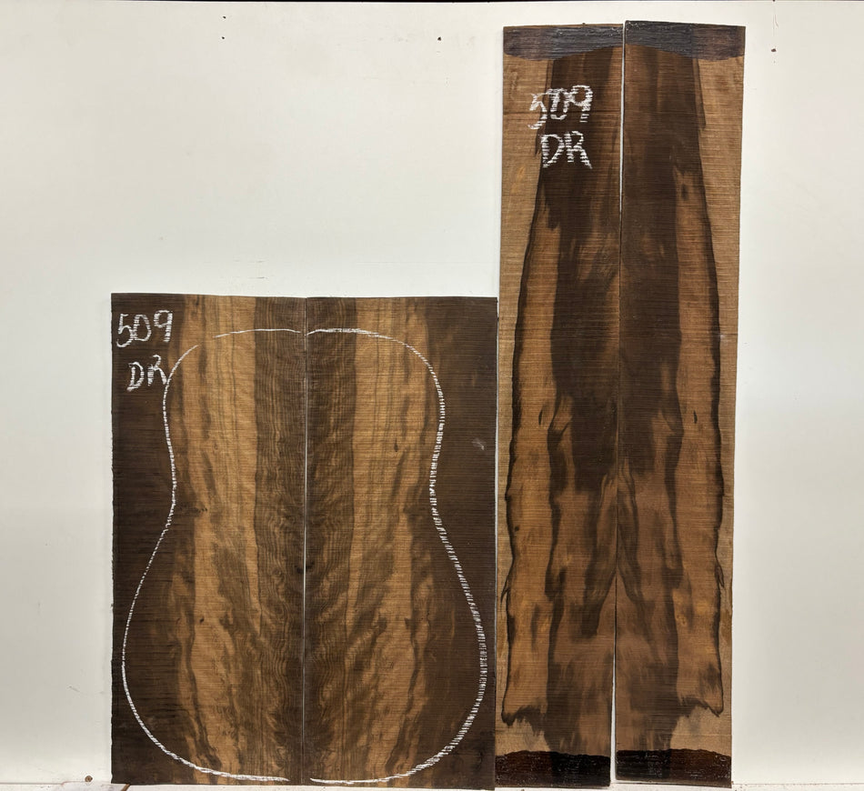 Macassar Ebony Dreadnought Guitar Back & Side Sets #509