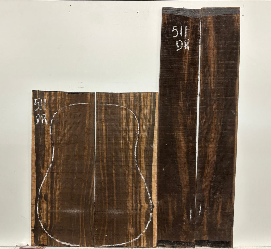 Macassar Ebony Dreadnought Guitar Back & Side Sets #511
