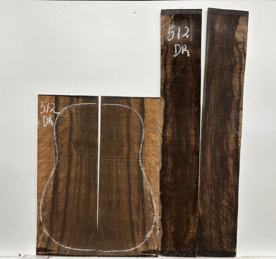 Macassar Ebony Dreadnought Guitar Back & Side Sets #512