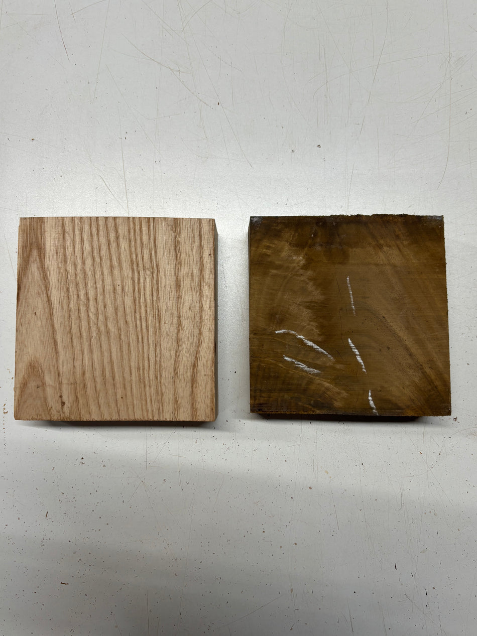 2 Pack, 2 Species Acacia + White Ash Bowl Blanks 6"x6"x2"#6640