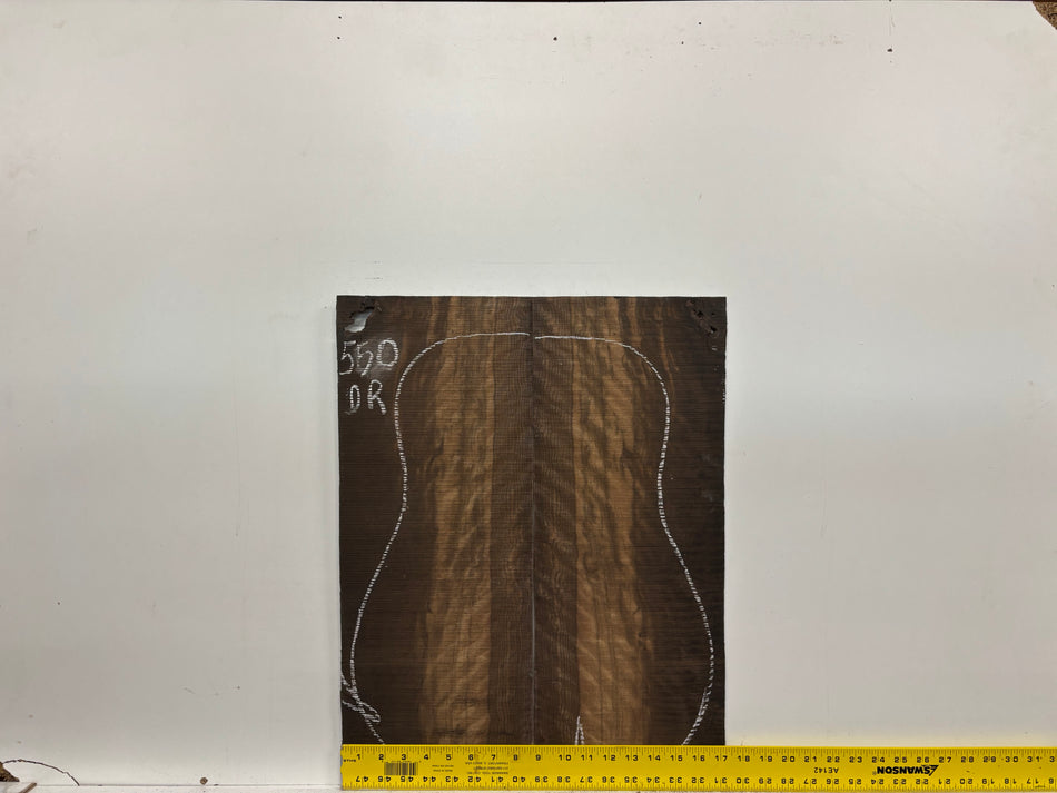 Macassar Ebony Dreadnought Defective Guitar Back & Side Set #550