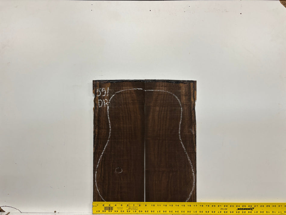 Macassar Ebony Dreadnought Defective Guitar Back & Side Set #551