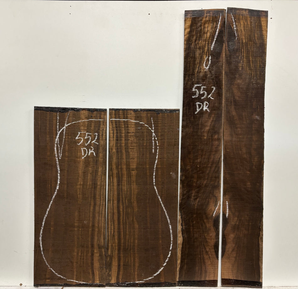 Macassar Ebony Dreadnought Defective Guitar Back & Side Set #552