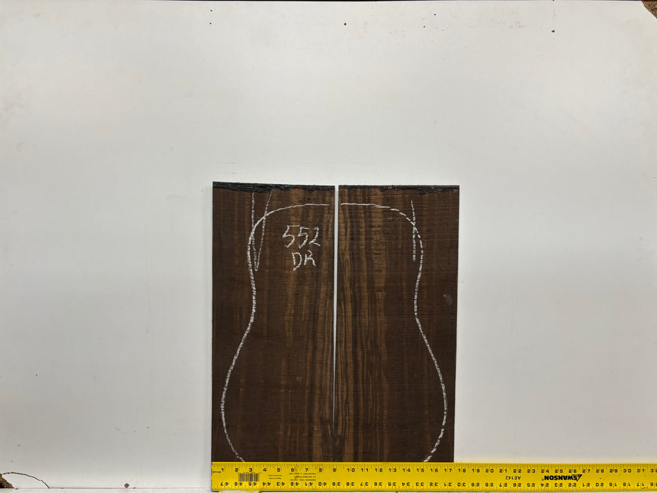 Macassar Ebony Dreadnought Defective Guitar Back & Side Set #552