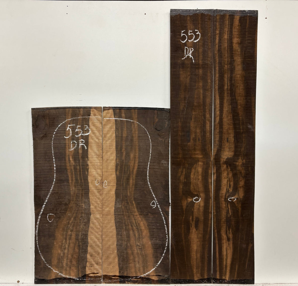 Macassar Ebony Dreadnought Defective Guitar Back & Side Set #553 Exotic Wood Zone 