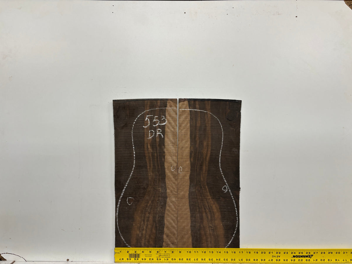 Macassar Ebony Dreadnought Defective Guitar Back & Side Set #553 Exotic Wood Zone 