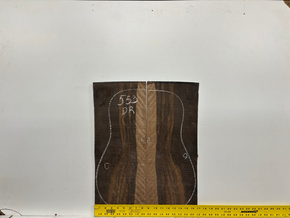 Macassar Ebony Dreadnought Defective Guitar Back & Side Set #553 Exotic Wood Zone 