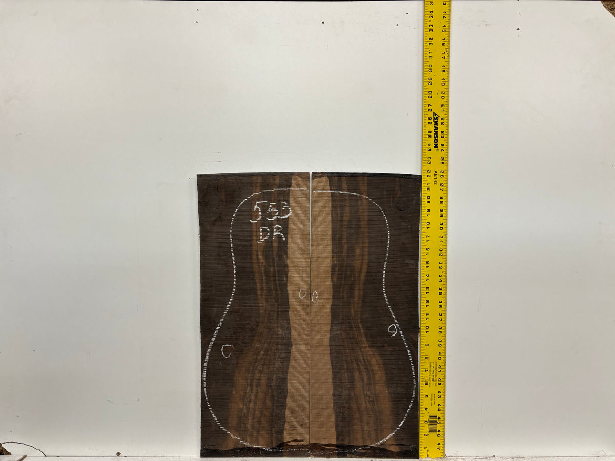Macassar Ebony Dreadnought Defective Guitar Back & Side Set #553 Exotic Wood Zone 