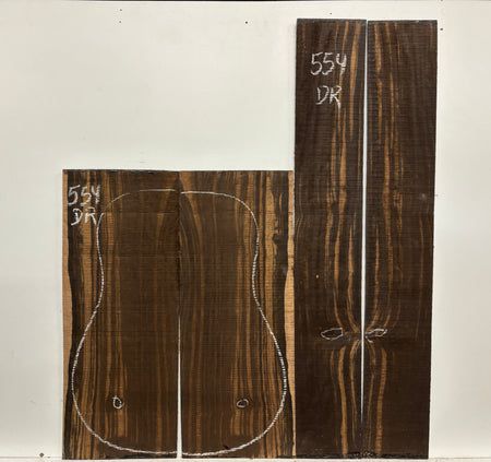 Macassar Ebony Dreadnought Defective Guitar Back & Side Set #554 Exotic Wood Zone 