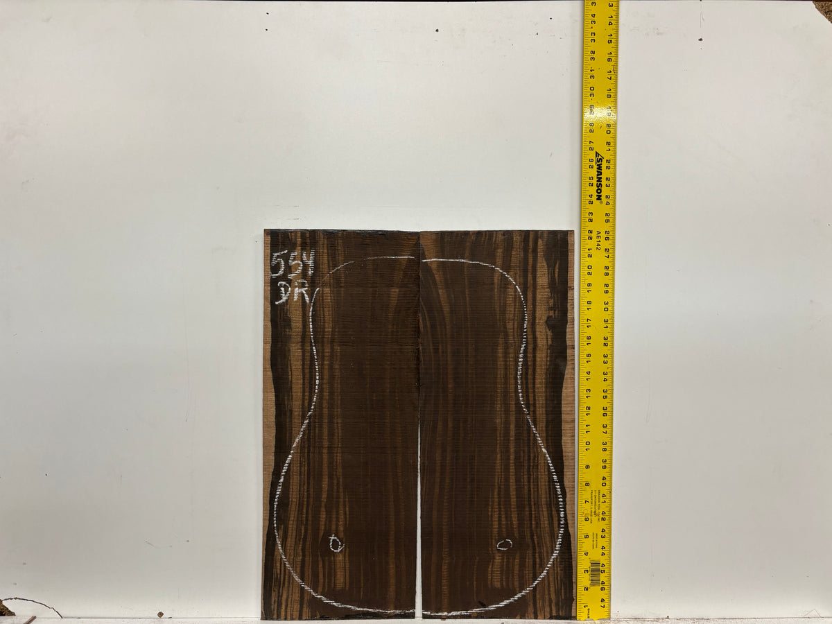 Macassar Ebony Dreadnought Defective Guitar Back & Side Set #554 Exotic Wood Zone 
