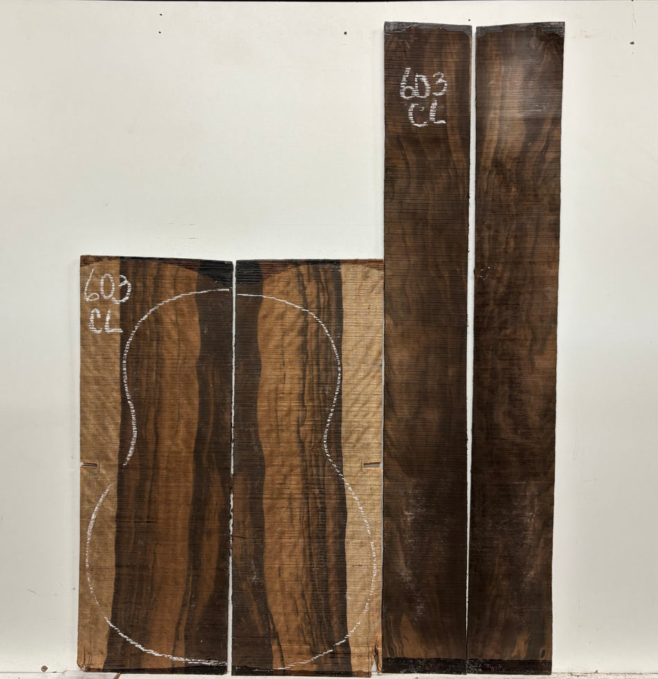 Macassar Ebony Classical Guitar Back & Side Set #603
