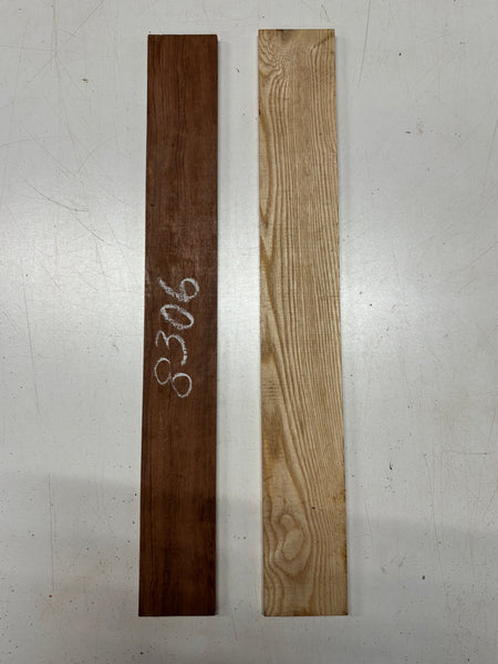 2 Pack, 2 Species Bubinga + White Ash Thin Stock Lumber  Bubinga : 21"x2-1/2"x1/4"  , White Ash : 21"x2-7/8"x3/8" #8306 - Exotic Wood Zone