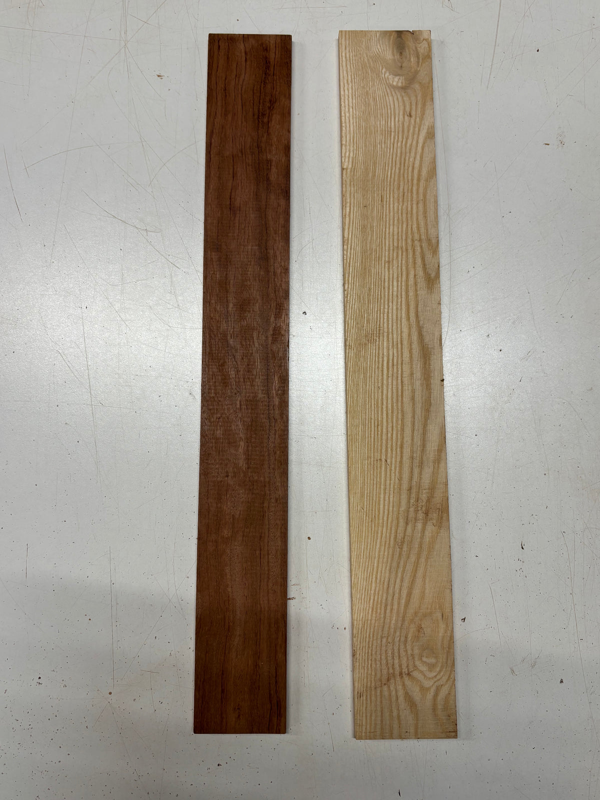 2 Pack, 2 Species Bubinga + White Ash Thin Stock Lumber  Bubinga : 21"x2-1/2"x1/4"  , White Ash : 21"x2-7/8"x3/8" #8306 - Exotic Wood Zone