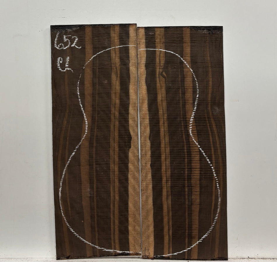 Macassar Ebony Classical Guitar Back Set #652