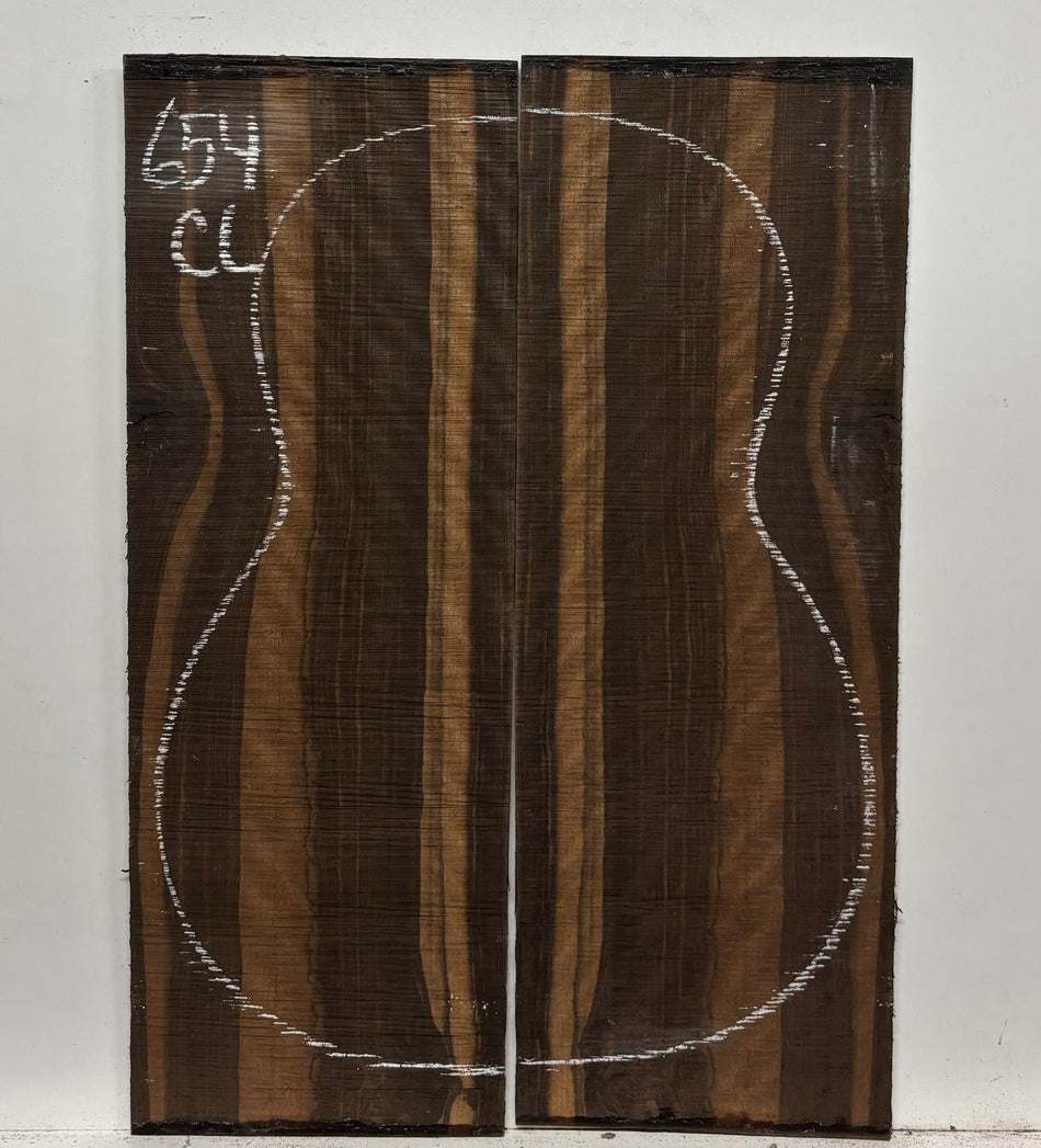 Macassar Ebony Classical Guitar Back Set #654