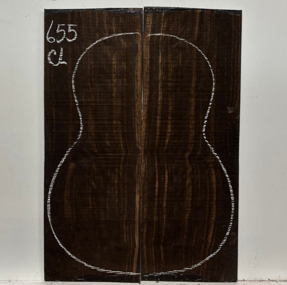 Macassar Ebony Classical Guitar Back Set #655