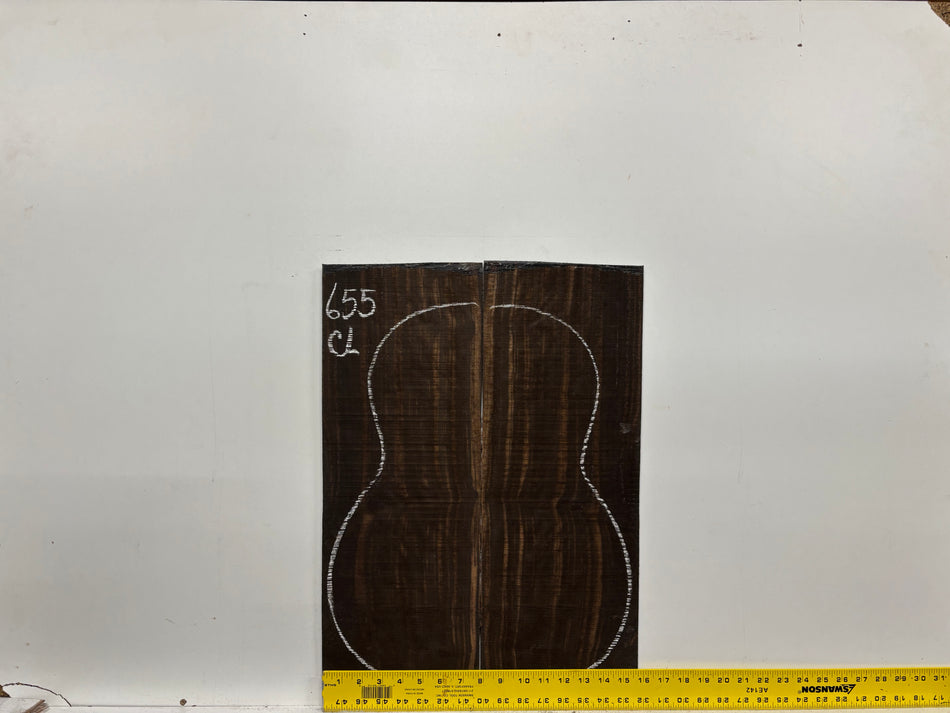 Macassar Ebony Classical Guitar Back Set #655