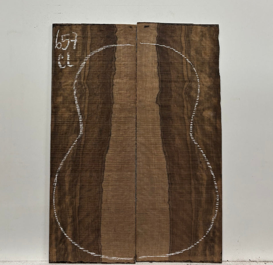 Macassar Ebony Classical Guitar Back Set #657