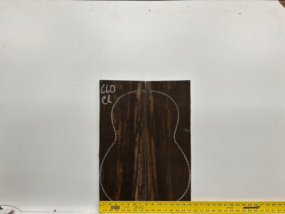 Macassar Ebony Classical Guitar Back Set #660