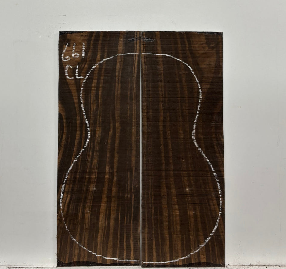 Macassar Ebony Classical Guitar Back Set #661