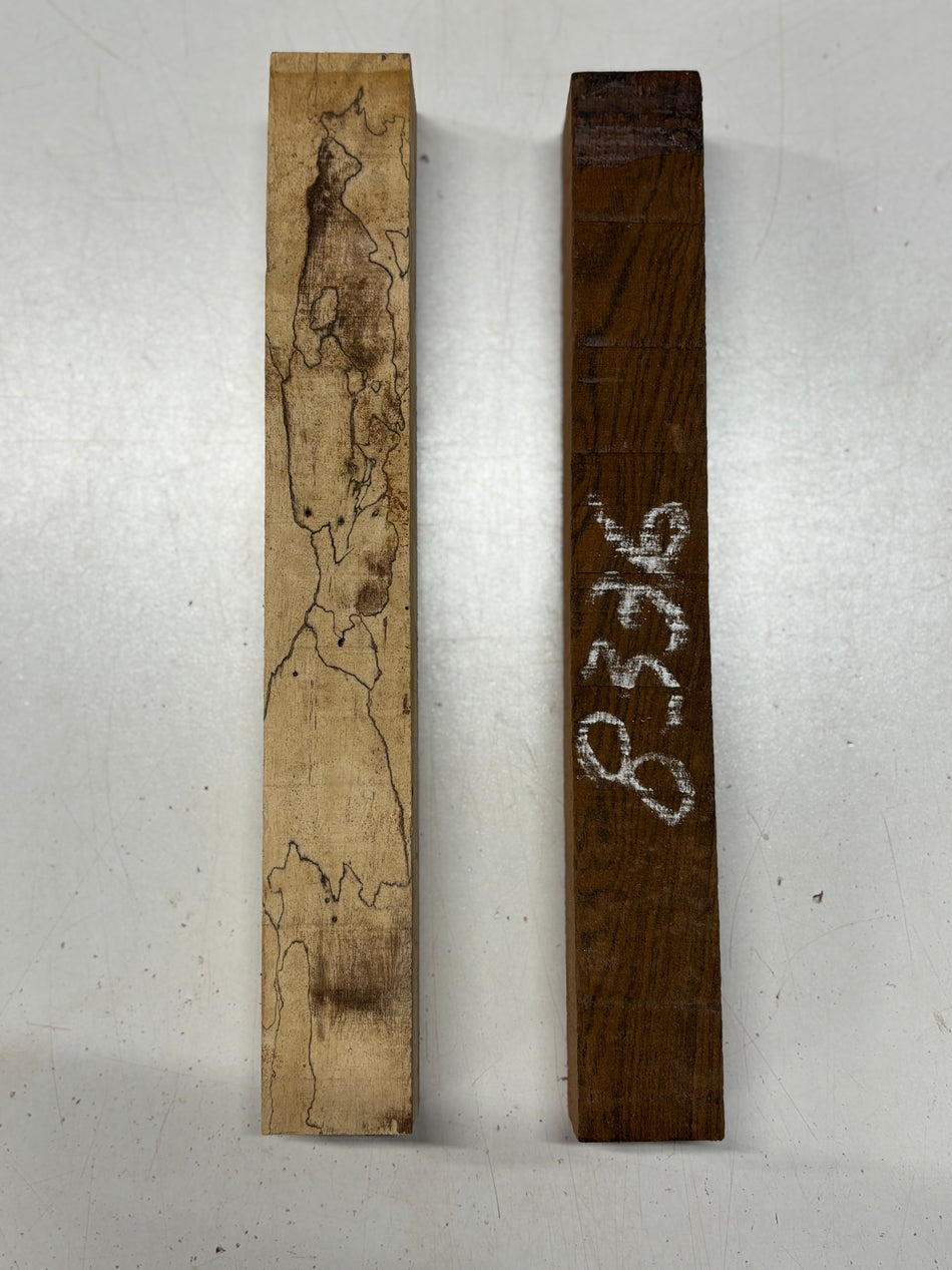 2 Pack, 2 Species Bocote + Spalted Tamarind Turning Wood Blanks 12"x1-1/2"x1-1/2"#8336 - Exotic Wood Zone