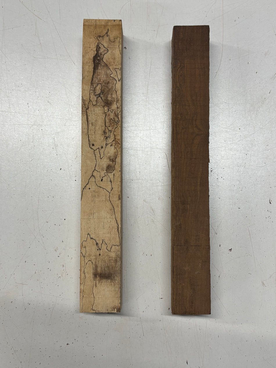 2 Pack, 2 Species Bocote + Spalted Tamarind Turning Wood Blanks 12"x1-1/2"x1-1/2"#8336 - Exotic Wood Zone