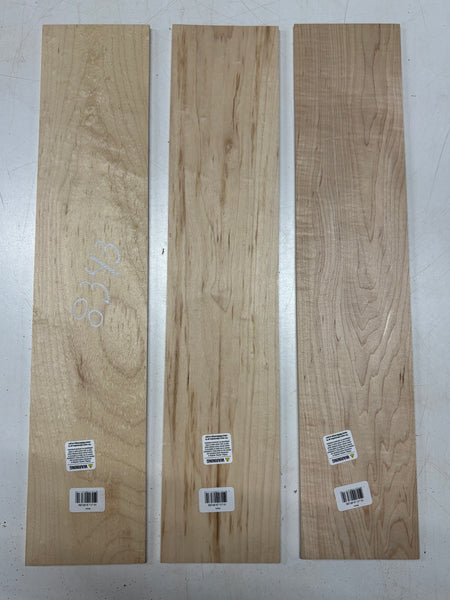 3 Pack, Hard Maple Thin Stock Lumber 24"x5"x1/4"#8343 - Exotic Wood Zone