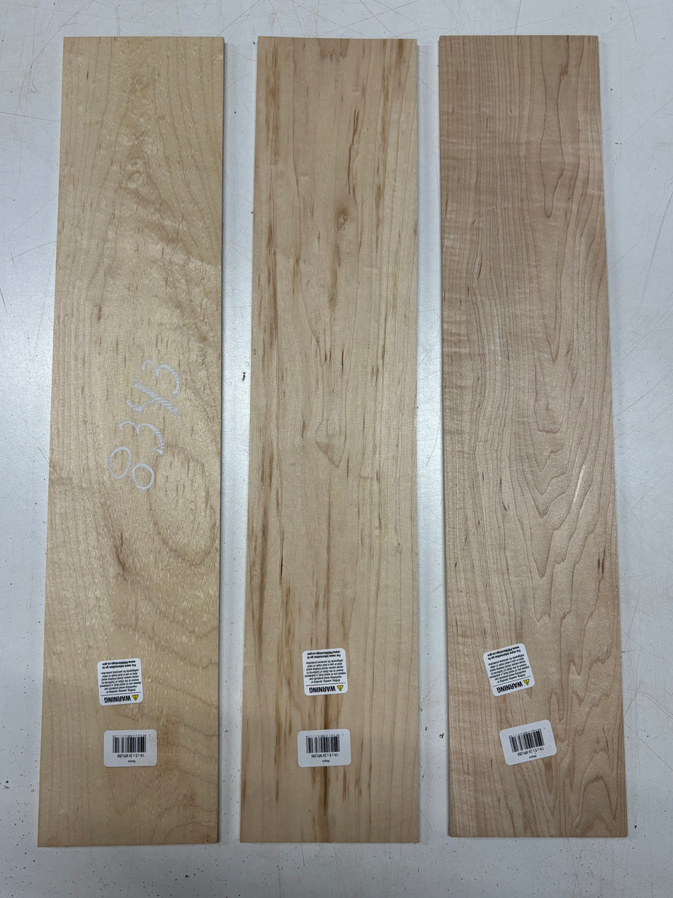 3 Pack, Hard Maple Thin Stock Lumber 24"x5"x1/4"#8343 - Exotic Wood Zone