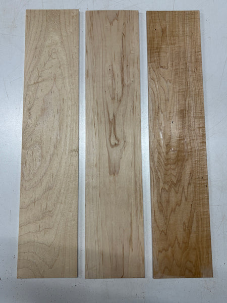 3 Pack, Hard Maple Thin Stock Lumber 24"x5"x1/4"#8343 - Exotic Wood Zone