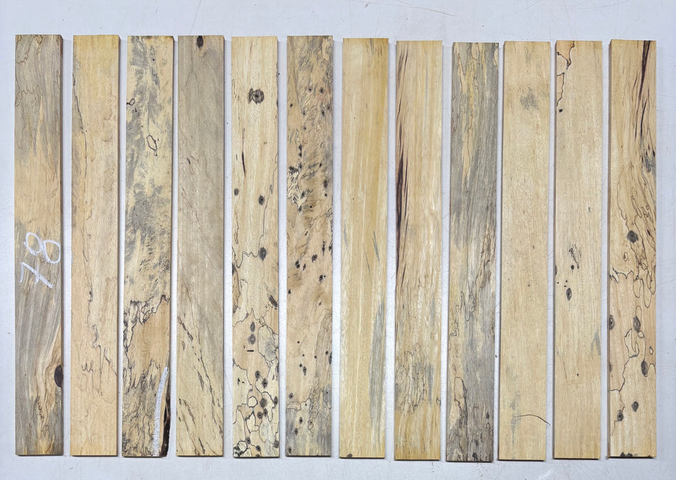 12 Pack, Spalted Tamarind Thin Stock Lumber 18" x 2" x 1/4" #78