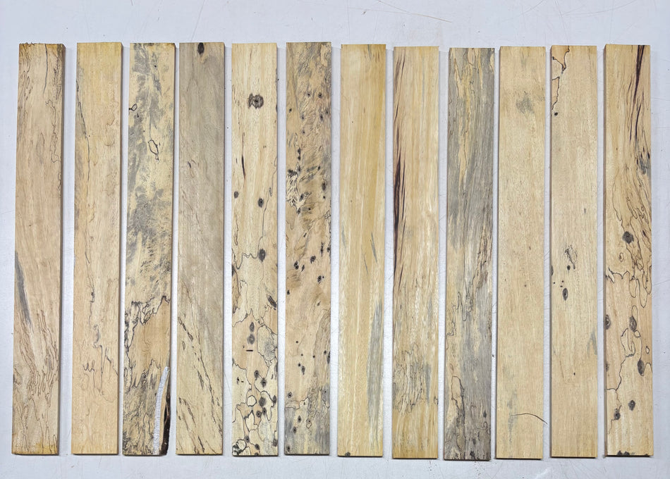 12 Pack, Spalted Tamarind Thin Stock Lumber 18" x 2" x 1/4" #78