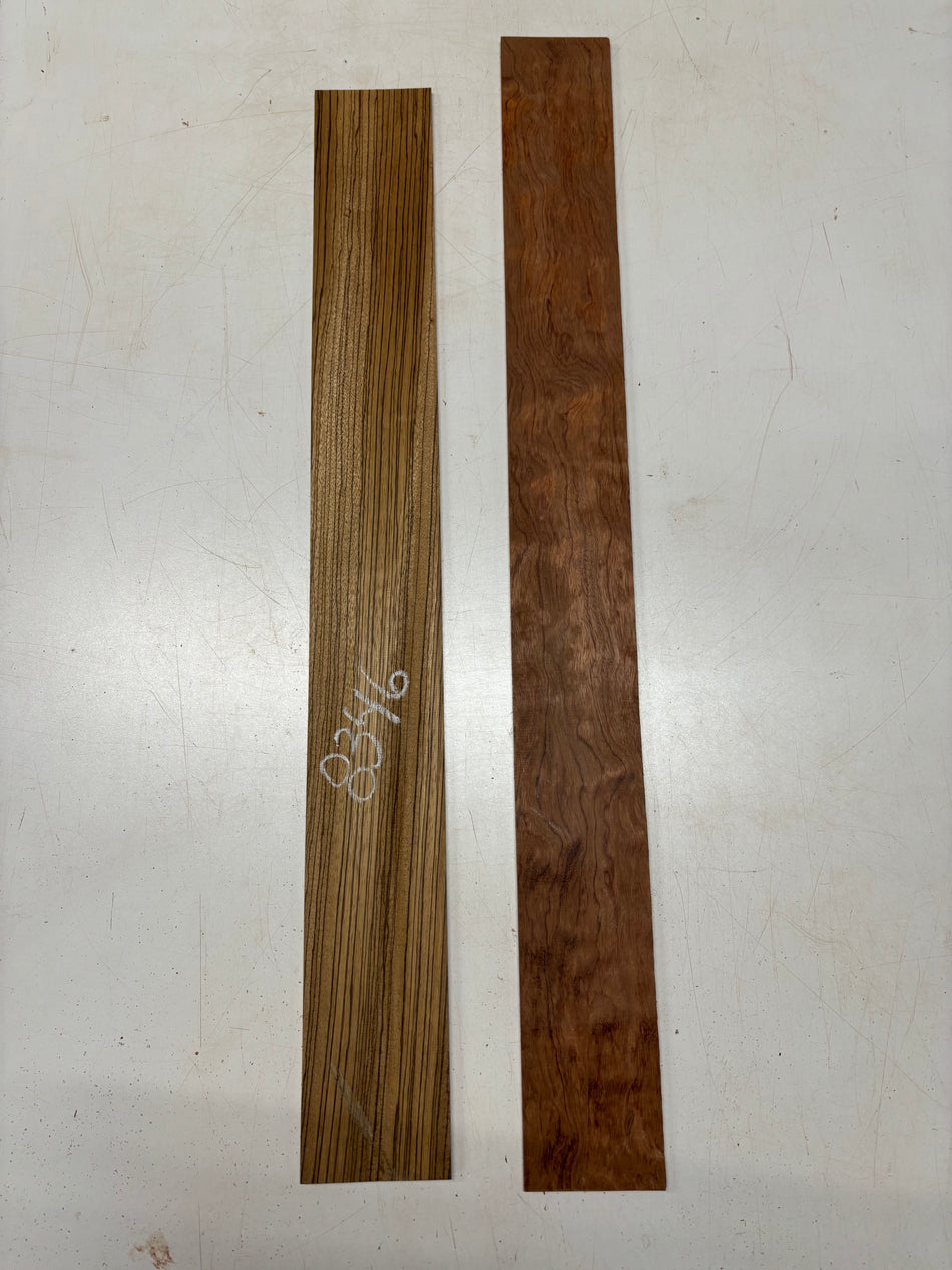 2 Pack, 2 Species Bubinga + Zebrawood Thin Stock Lumber  #8346 - Exotic Wood Zone