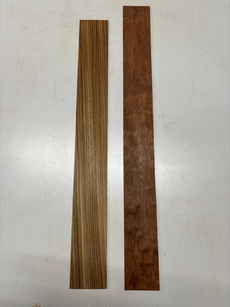 2 Pack, 2 Species Bubinga + Zebrawood Thin Stock Lumber  #8346 - Exotic Wood Zone