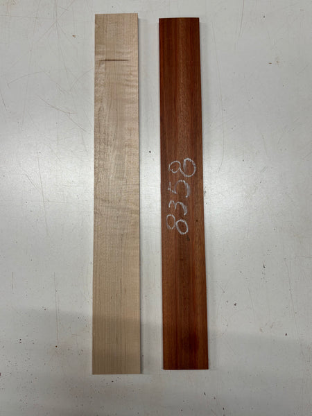 2 Pack, 2 Species Bloodwood + Flame Hard Maple Fingerboard Blanks #8358 - Exotic Wood Zone