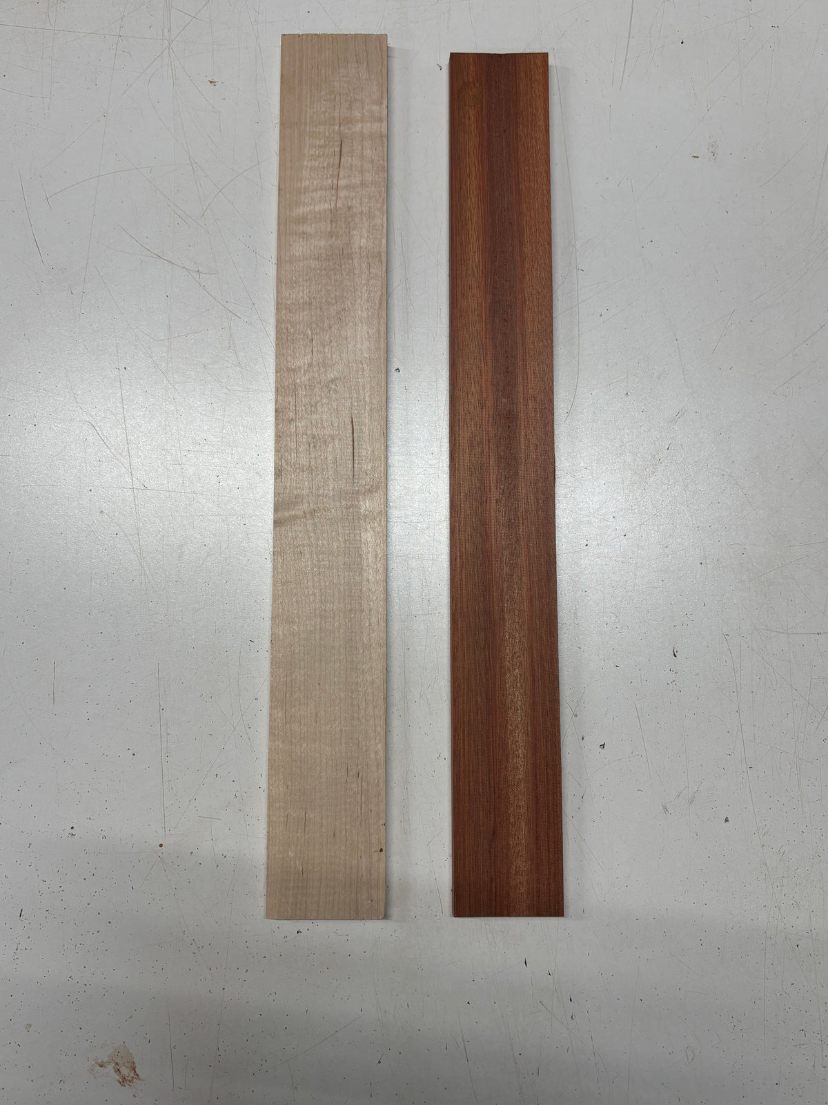 2 Pack, 2 Species Bloodwood + Flame Hard Maple Fingerboard Blanks #8358 - Exotic Wood Zone