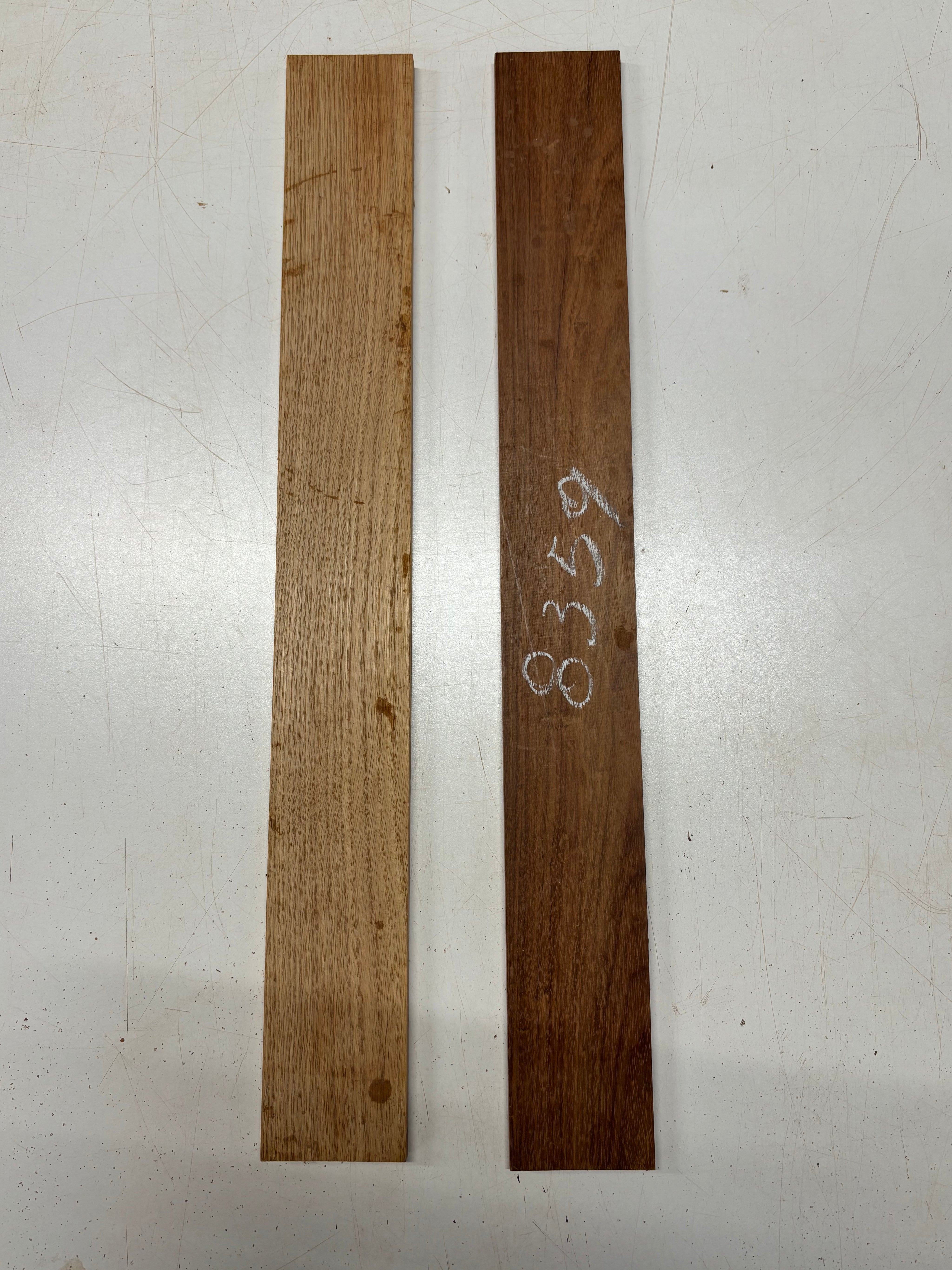 2 Pack, 2 Species Granadillo + White Oak Fingerboard Blanks  24"x3"x3/8"#8359 - Exotic Wood Zone