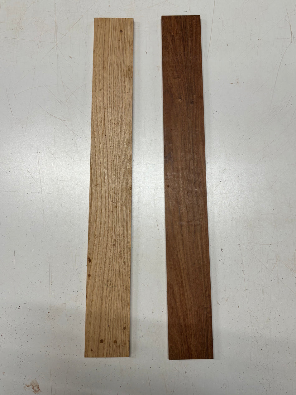 2 Pack, 2 Species Granadillo + White Oak Fingerboard Blanks  24"x3"x3/8"#8359 - Exotic Wood Zone