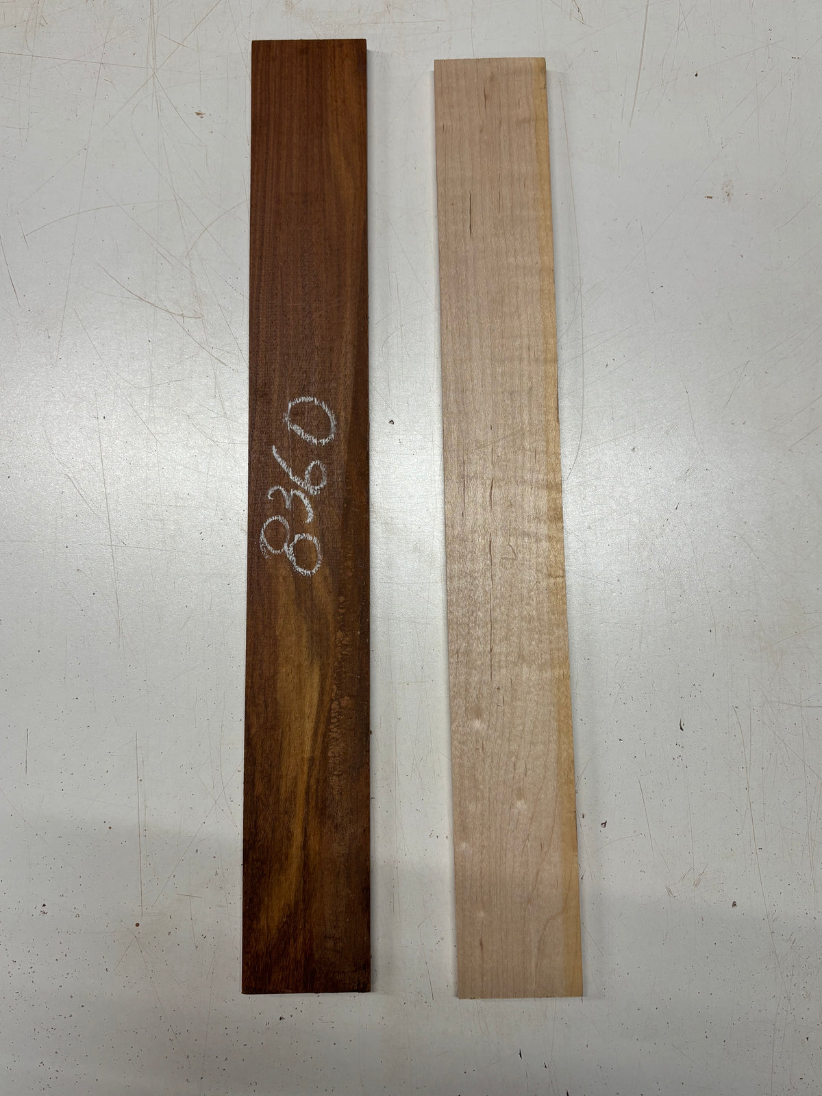 2 Pack, 2 Species Granadillo + Flame Hard Maple Fingerboard Blanks 21"x2-5/8"x3/8"#8360 - Exotic Wood Zone