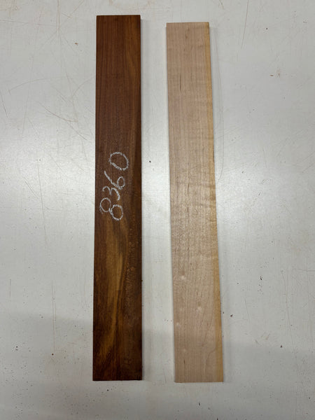 2 Pack, 2 Species Granadillo + Flame Hard Maple Fingerboard Blanks 21"x2-5/8"x3/8"#8360 - Exotic Wood Zone