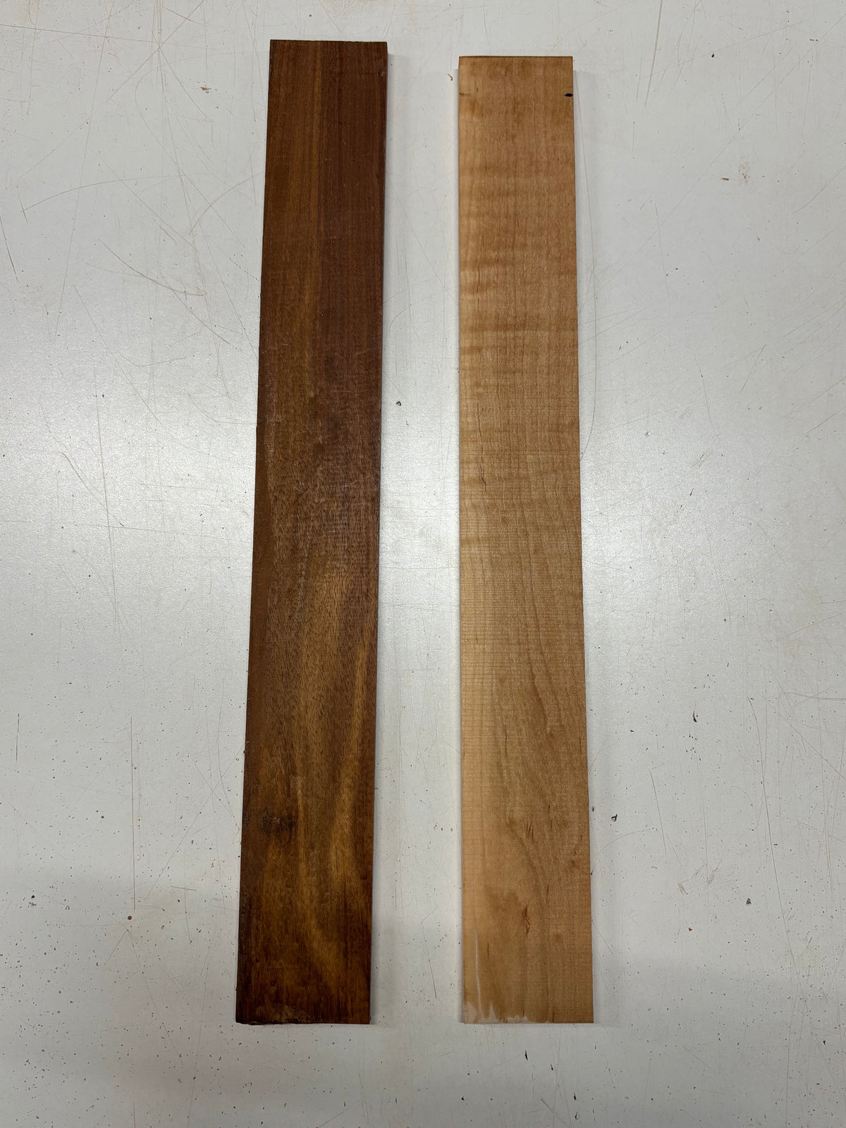 2 Pack, 2 Species Granadillo + Flame Hard Maple Fingerboard Blanks 21"x2-5/8"x3/8"#8360 - Exotic Wood Zone
