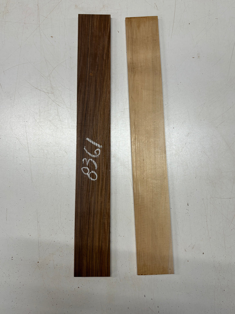 2 Pack, 2 Species Santos Rosewood + Hard Maple Fingerboard Blanks  21"x2-3/4"x3/8"#8361 - Exotic Wood Zone