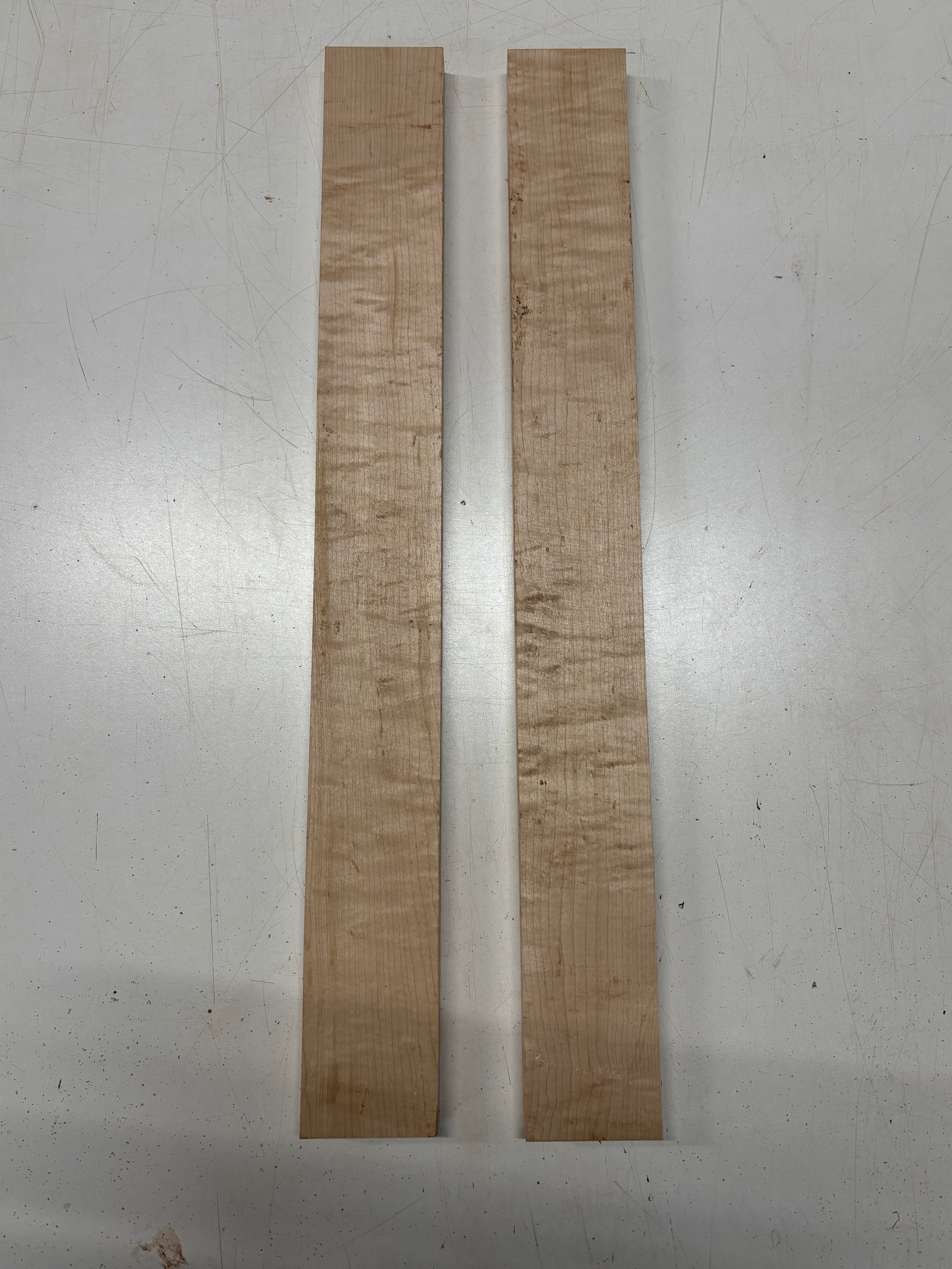 2 Pack, Flame Birdseye Maple Thin Stock Lumber 24"x2-3/4"x3/4"#8363 - Exotic Wood Zone