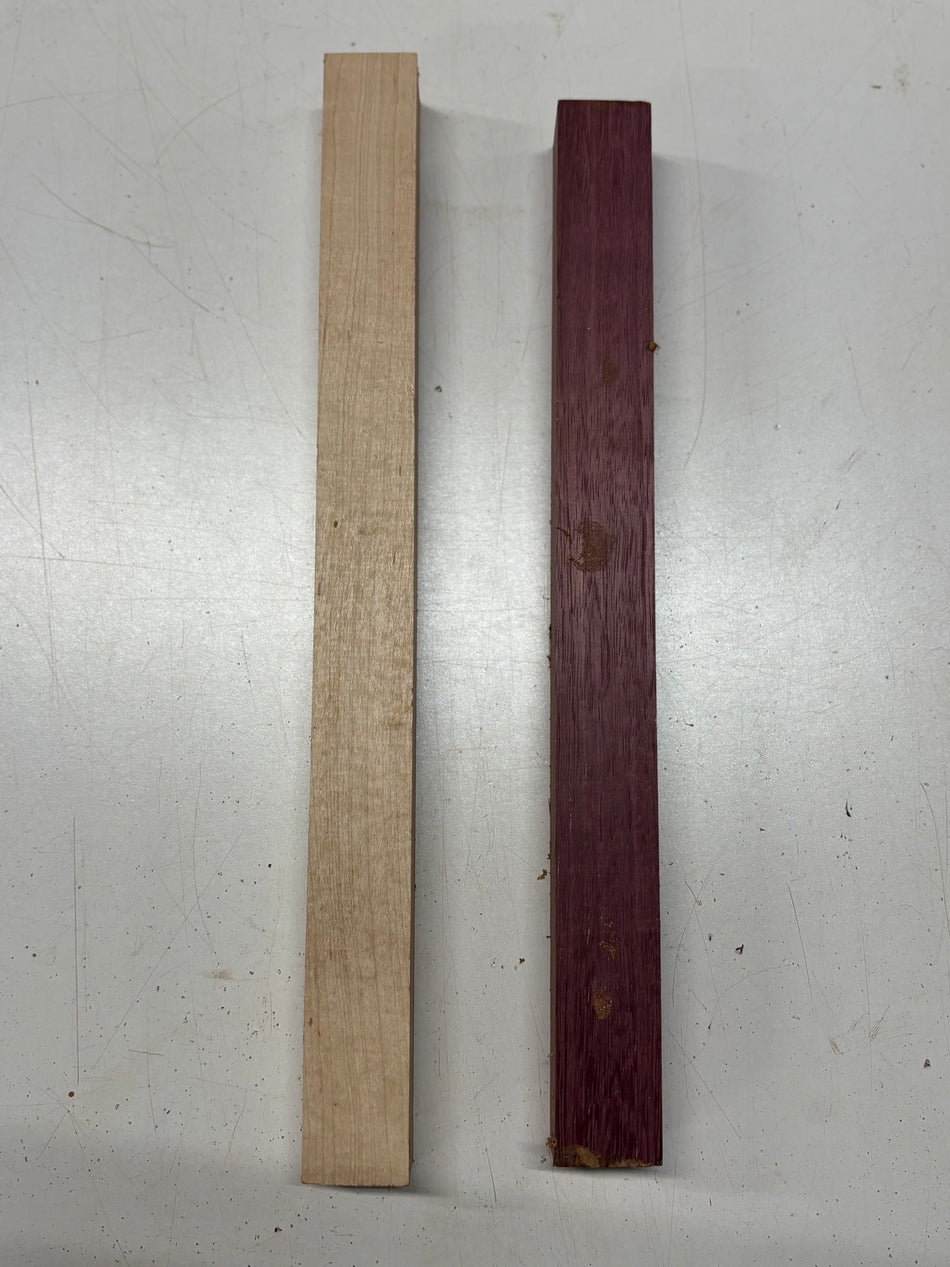 2 Pack, 2 Species Hard Maple + Purpleheart Turning Wood Blanks #8367 - Exotic Wood Zone