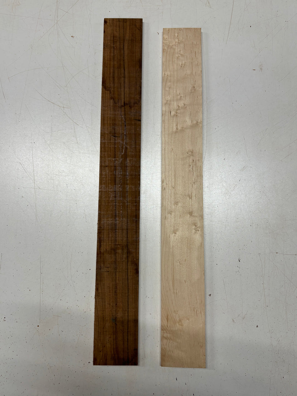 2 Pack, 2 Species Birdseye Maple + Santos Rosewood Thin Stock Lumber  #8368 - Exotic Wood Zone