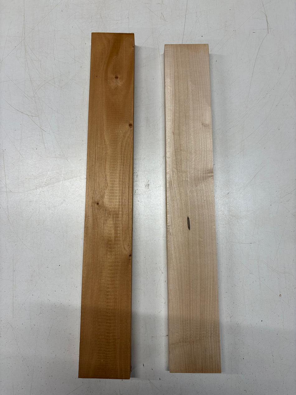 2 Pack, 2 Species, Honduras Mahogany + Hard Maple Thin Stock Lumber (Honduras Mahogany – 22" x 2-7/8" x 1-1/4", Maple – 21" x 2-7/8" x 1") #5002