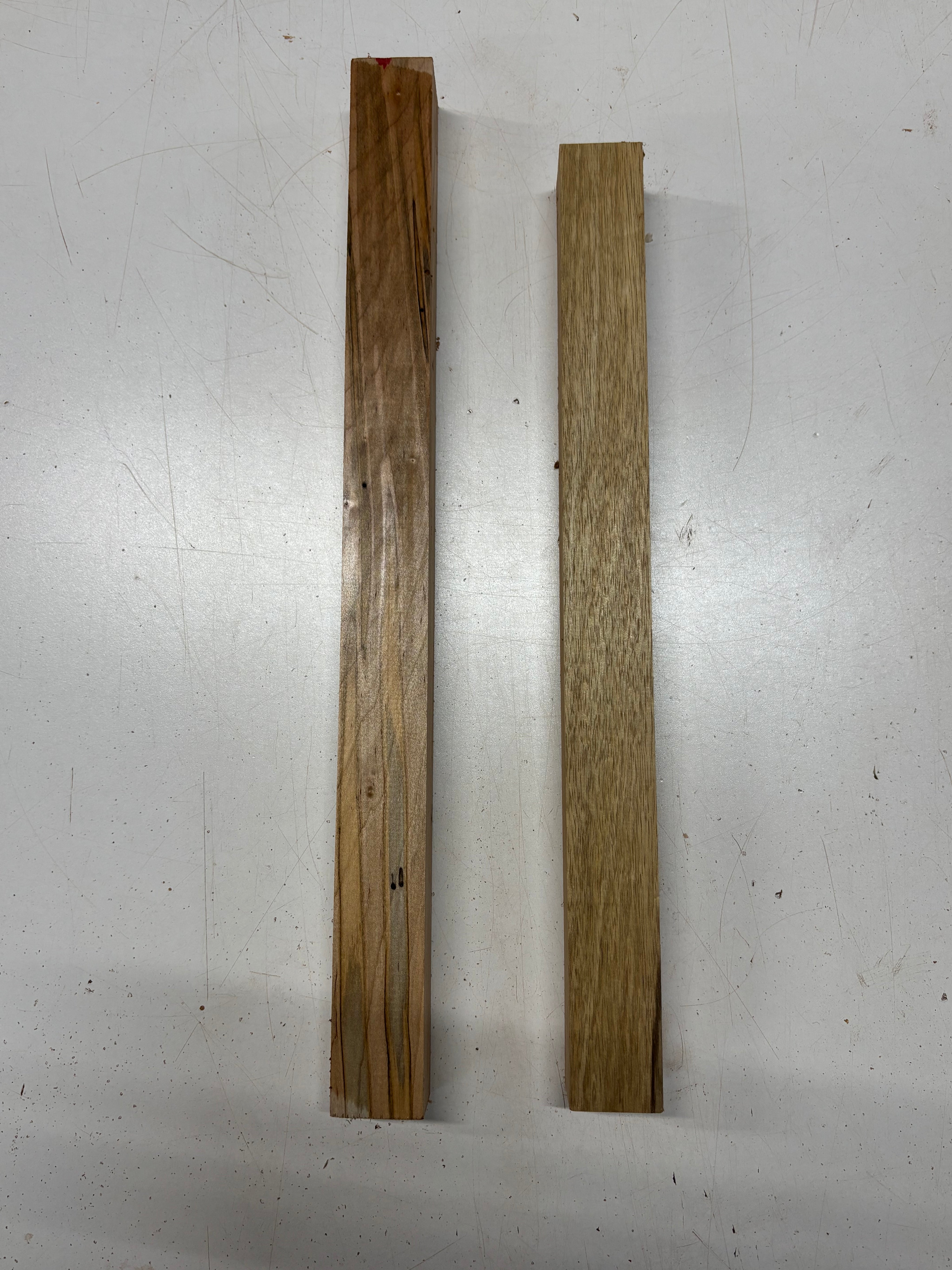 2 Pack, 2 Species Ambrosia Maple + Black Limba Turning Wood Blanks  #8369 - Exotic Wood Zone