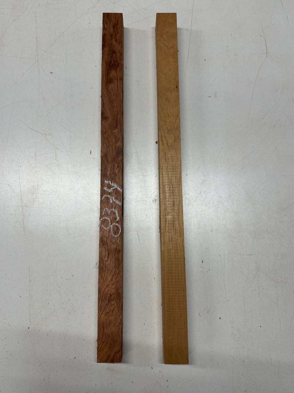 2 Pack, 2 Species Spanish Cedar + Bubinga Turning Wood Blanks 24"x1-1/2"x1-1/2"#8374 - Exotic Wood Zone
